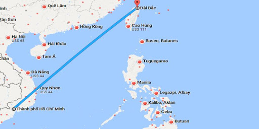 Chặng bay từ Việt Nam đến Đài Bắc